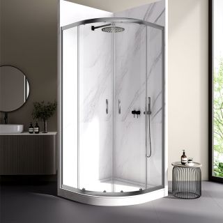 Душевой уголок Veconi Rovigo RV-202GR, 800x800x1900, брашированный графит, прозрачное стекло